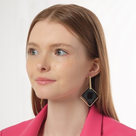 Earrings Assorted "Illusion", black color in gold-2