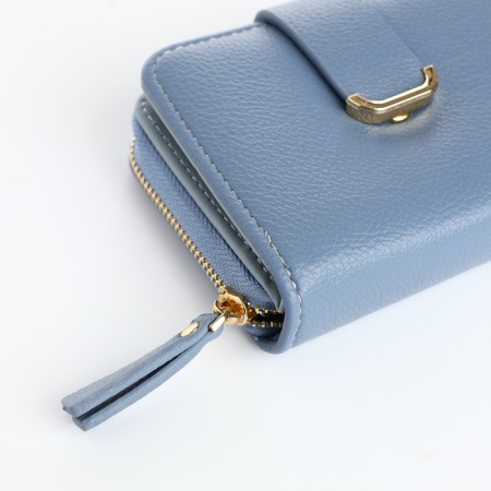 Women's wallet on the button, blue color-2
