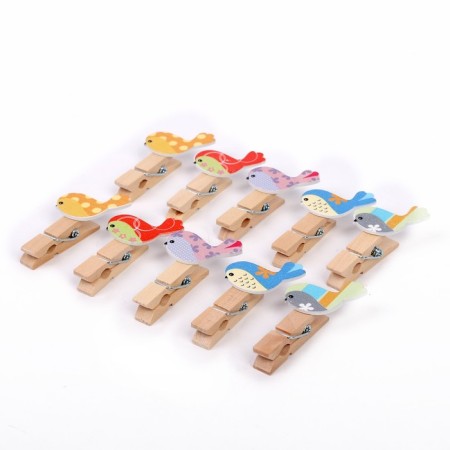 Decorative clothespins with a rope for the suspension "Spring Birds" set 10 pcs.-1