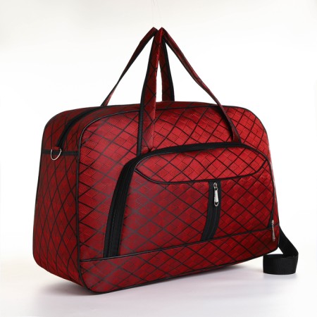 Road bag with lightning, external pocket, long belt, burgundy color