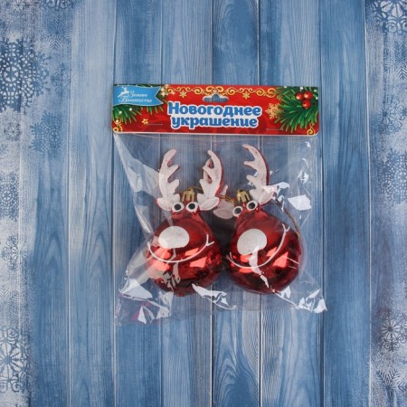 Jewelry decoration "Smiling Deer" (set 2 pcs) 10x5 cm, red-2