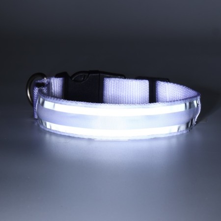 Collar with backlight double strip size m, Osh 40-48 x 2.5 cm, 3 glow modes White-10
