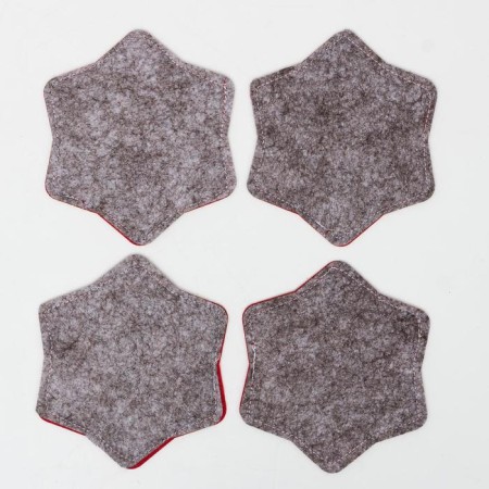 Set of stands for the glass "Snowflake", 4 pcs, col. red 8.5 cm, 100; p/e, felt-2