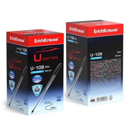 Ballic handle Erichkrause U-108 Classic Stick, a needle node 1.0 mm, black ink black, ultra-soft letter-6