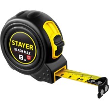 Рулетка STAYER BlackMax 3410-08_z02, два фиксатора, 8 м х 25 мм