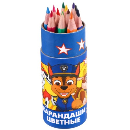 Colored pencils in a tube, 12 colors, trihedral, puppy patrol-4