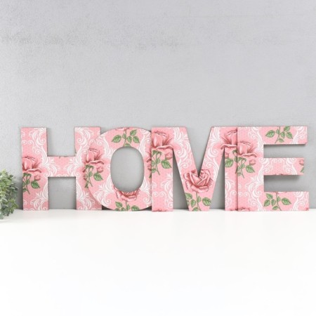 Панно буквы "HOME" высота букв 29,5 см,набор 4 детали розовый-2