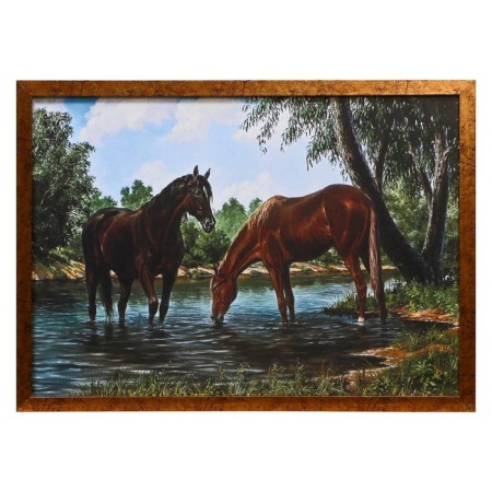 The picture "Horses on a watering" 56x76cm.