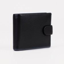 Male purse on a button, for bills, for cards, for coins, black color