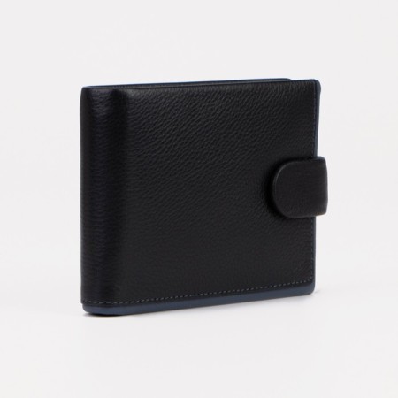 Male purse on a button, for bills, for cards, for coins, black color