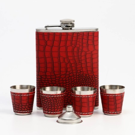 Gift set 5 in 1 "Python Leather": Flake 240 ml + 4 glasses-1