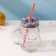 Glass jar with a lid and tube "owl", 470 ml, 10 × 11.5 × 12.5 cm, color mix