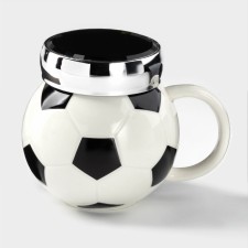 Ceramic mug with a foot ball cover, 380 ml