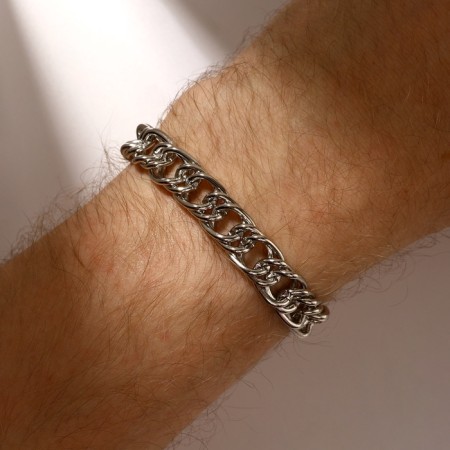 Bracelet "Chain" dense weaving, color silver, 21 cm-2