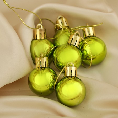 Set of balls plastic D-3 cm, 6 pcs "gloss" green
