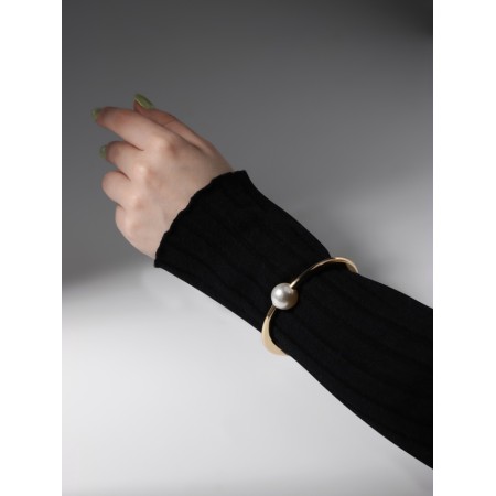 Bracelet Cuff "Pearl", metal, color gold-3