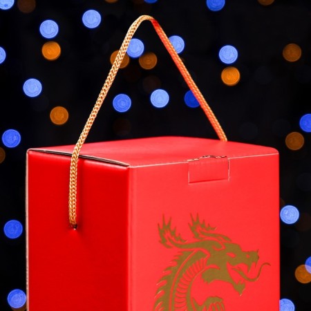 Box for champagne "Dragon on Red", 11 x 11 x 35 cm-3