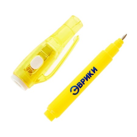 A pen with ink and a flashlight of "Euryk", color mix-5