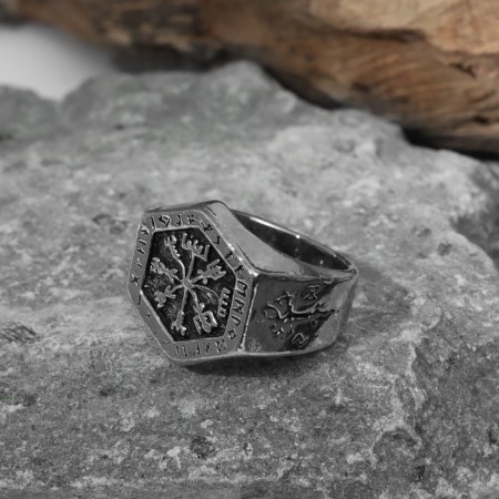 Ring "Asgard", color black silver, 20 size