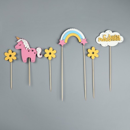 Toppers Set (6 B1) "Cute Unicorn", pink-2