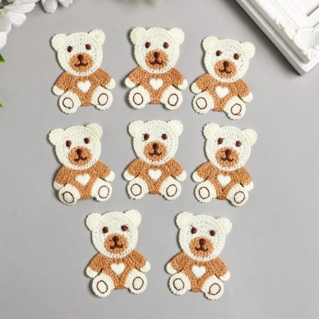 Decor for creativity Textile embroidery "Bear with a heart" 5.8x4.6 cm-1