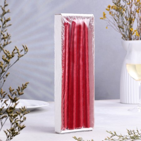 Antique candle, 2.3x 25 cm, 4 pcs, varnished, red metallic-2