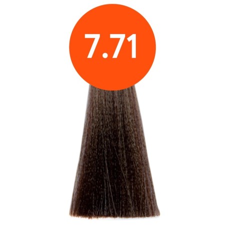 Cream-coloring hair permanent OLLIN Professional N-Joy, tone 7/71, blond brown-pipe, 100 ml-1