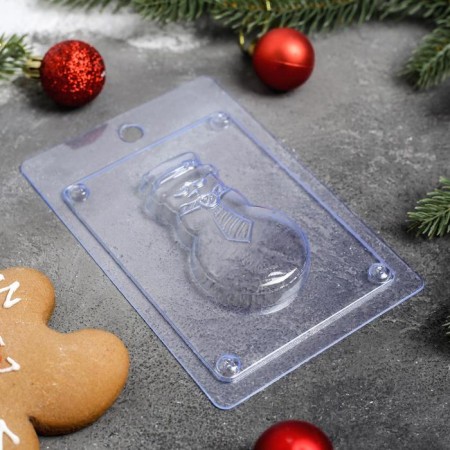 Form for chocolate and sweets plastic “snowman”, product size 8 × 4.5 cm, color transparent color-1