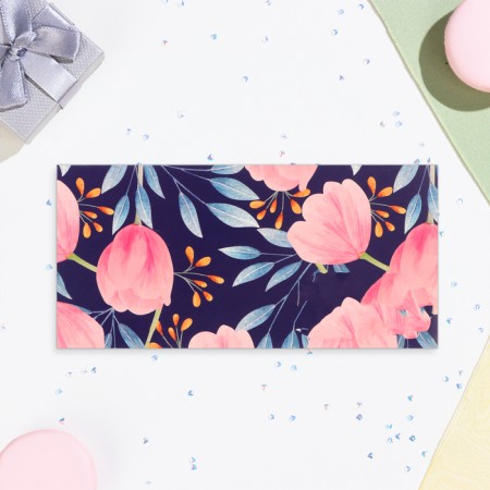 Money envelope "Congratulations!" Cutting, embossing, bird, flowers, 8x17 cm-2