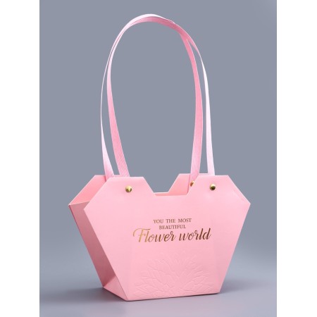 Flower bag embossing is pink, "the most beautiful", moisture -resistant, 23x15x9 cm-1
