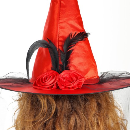Carnival hat "Witcher", with a veil, red color-4