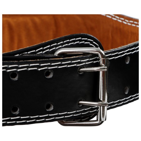Belt for heavy athletics 130 cm, artificial leather, black color-6