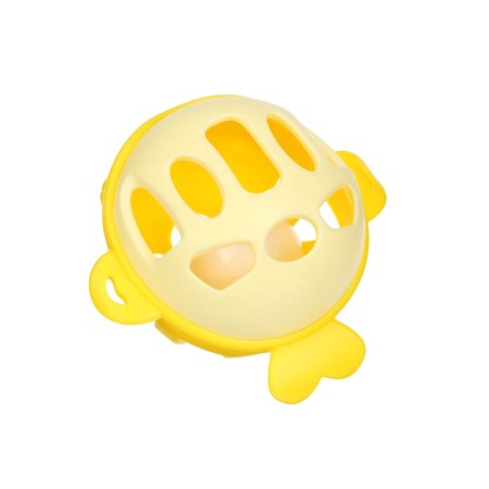 Silicone teether for teeth with a rattle of “fish”, in the case, yellow color, crumb I-4