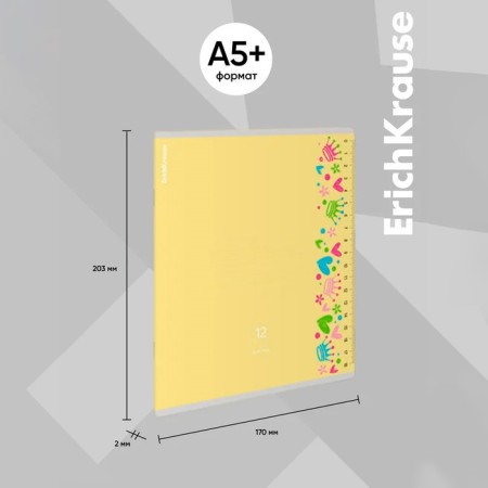 Notebook of 12 sheets in the Erichkrause Ruler Magic line, covered cartoon, block offset, 5V, mix-17