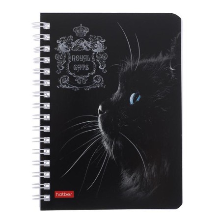 Notebook A6, 80 sheets, in a cage, on a crest, Royal Cats, cardboard cover, OFSET BOLOK, MIX-2