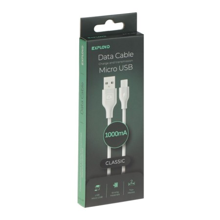EXPLOYD EX-K-487, microUSB-USB, 2 m, white cable-3