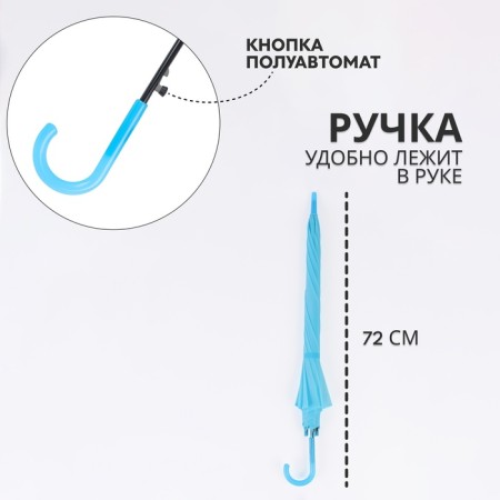 Umbrella - semi -automatic “plain” cane, 8 knitting needles, r = 46 cm, blue color-1