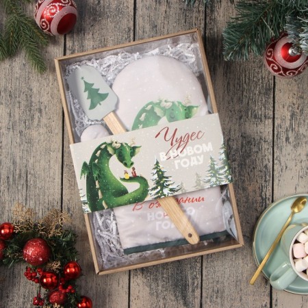 Set of gift shade "In anticipation of NG": mittens-output, silicone blade-1