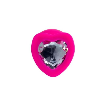 Anal plug Diamond Heart, silicone, pink color, 9.5 cm, d = 4 cm-1