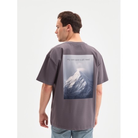 Men's T-shirt Minaku: OWN OPION, Gray color, rr 50-52
