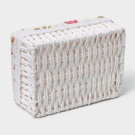 Set of storage baskets, manual weaving, 3 pcs: from 19 × 13 × 8 cm to 26 × 20 × 11 cm, white color-5