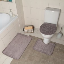 A set of mats for the bathroom and toilet Dalyan, 3 pcs, 36 × 43, 40 × 50, 50 × 80 cm, color gray color