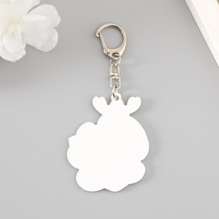 Acryl keychain "Snake in a cap with horns with a gift" 5.5x5.2 cm-2
