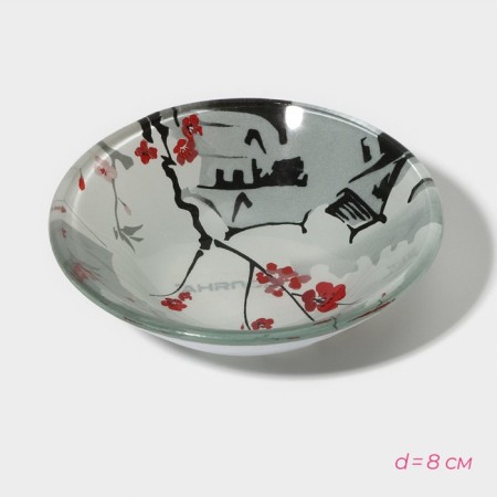 A set for sushi from glass “Pagoda”, 3 objects: saucepan 8 × 2 cm, 8 × 6 cm, stand 25 × 15 × 2 cm-5