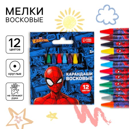 Wax pencils, set of 12 colors, spider-man