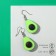 Avocado plastic earrings, hanging, brown-salad color