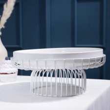 Ceramic dessert stand on a metal stand “Flora”, D = 26.5 cm, white color