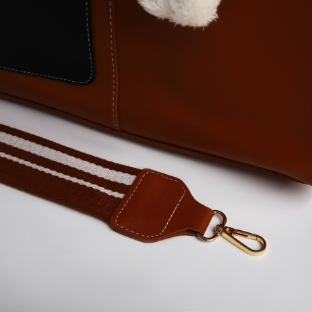 Bag Women's Tout with zipper, brown color-5