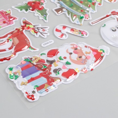 Plastic sticker interior volumetric "New Year's chores" with glitter inside 31x18 cm-2