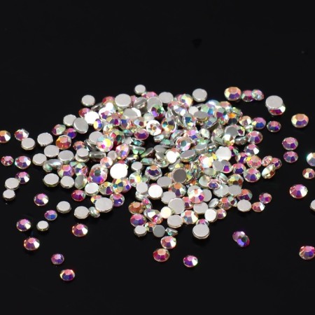 Rhinestones for decor, round, silver/holographic color-2
